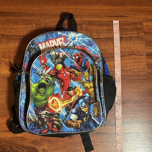 Marvel Mini backpack zipper pocket, blue unisex super heroes carryall kids - Picture 9 of 10